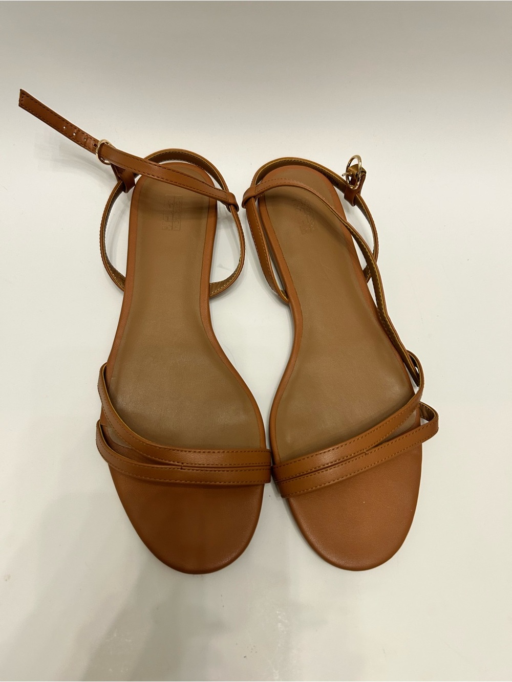 Classic Tan Leather Slim-Strap Ankle Sandals